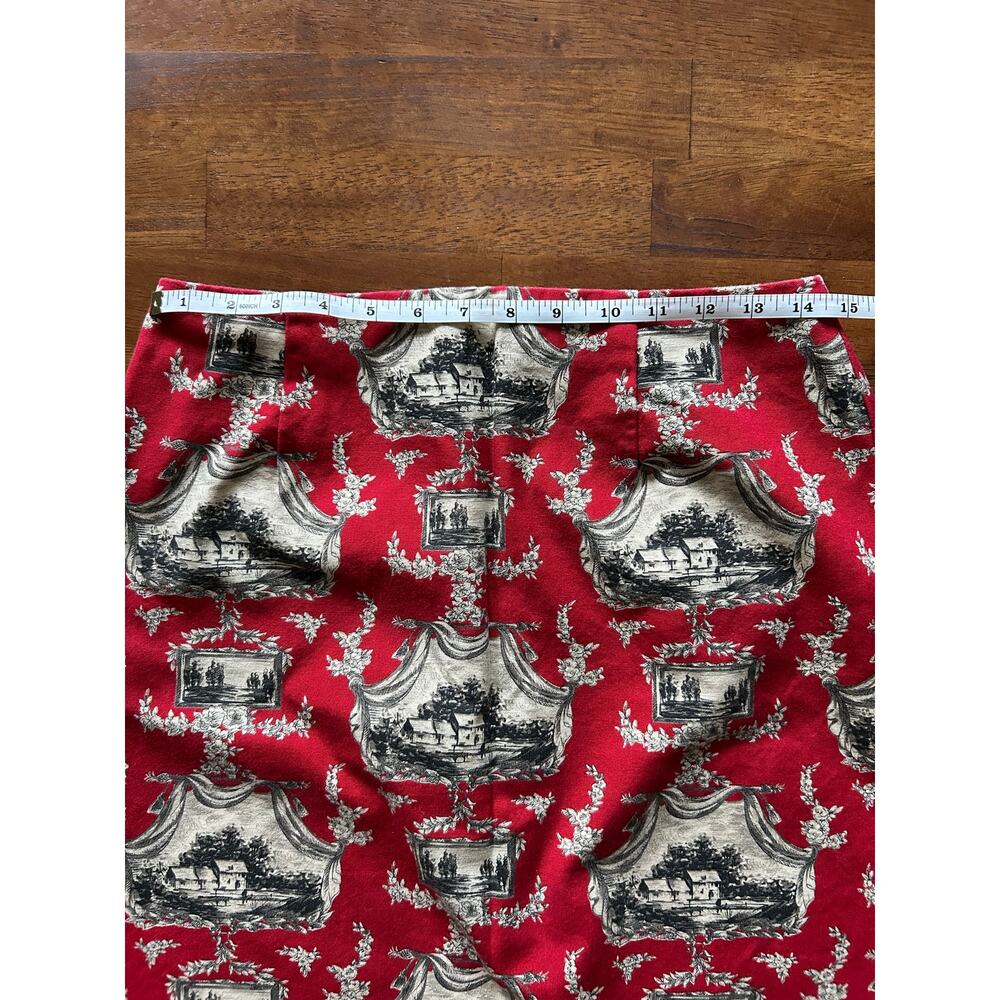 Talbots Size 10 Vintage-Inspired Red Toile de Jouy Skirt. - Picture 4 of 7
